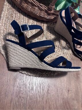 DV8 Plume Ankle Strap Espadrille Wedge Dolce Vita in Navy Blue